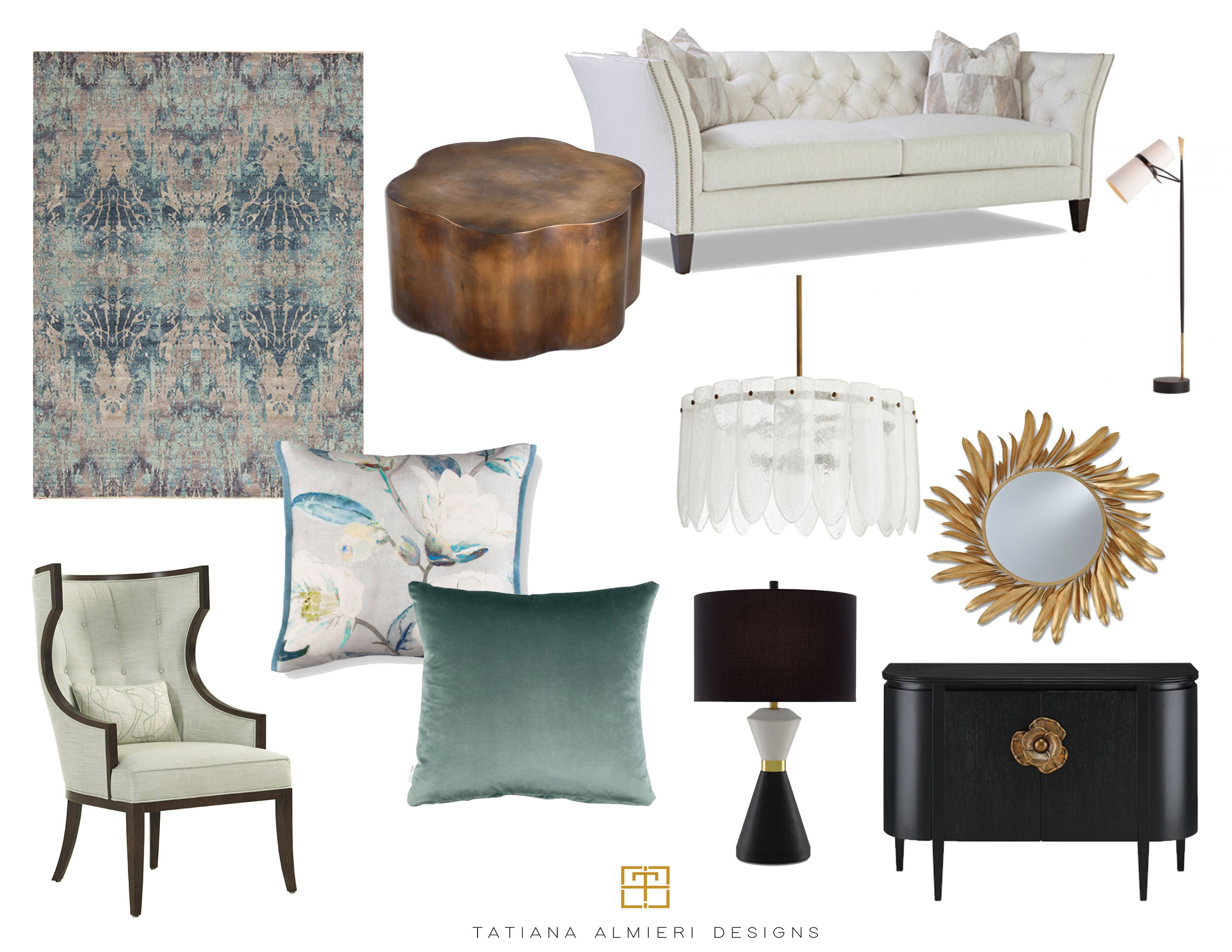 Jewel-tone eclectic mood board