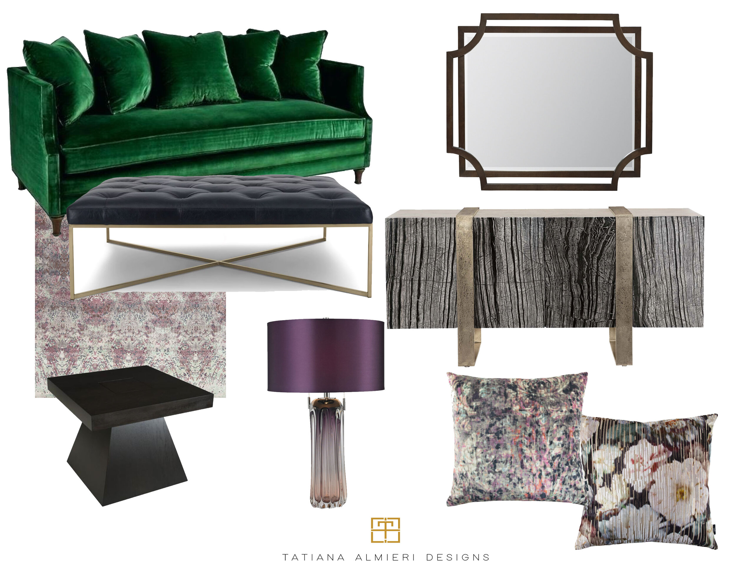 Glam gold and navy mood board