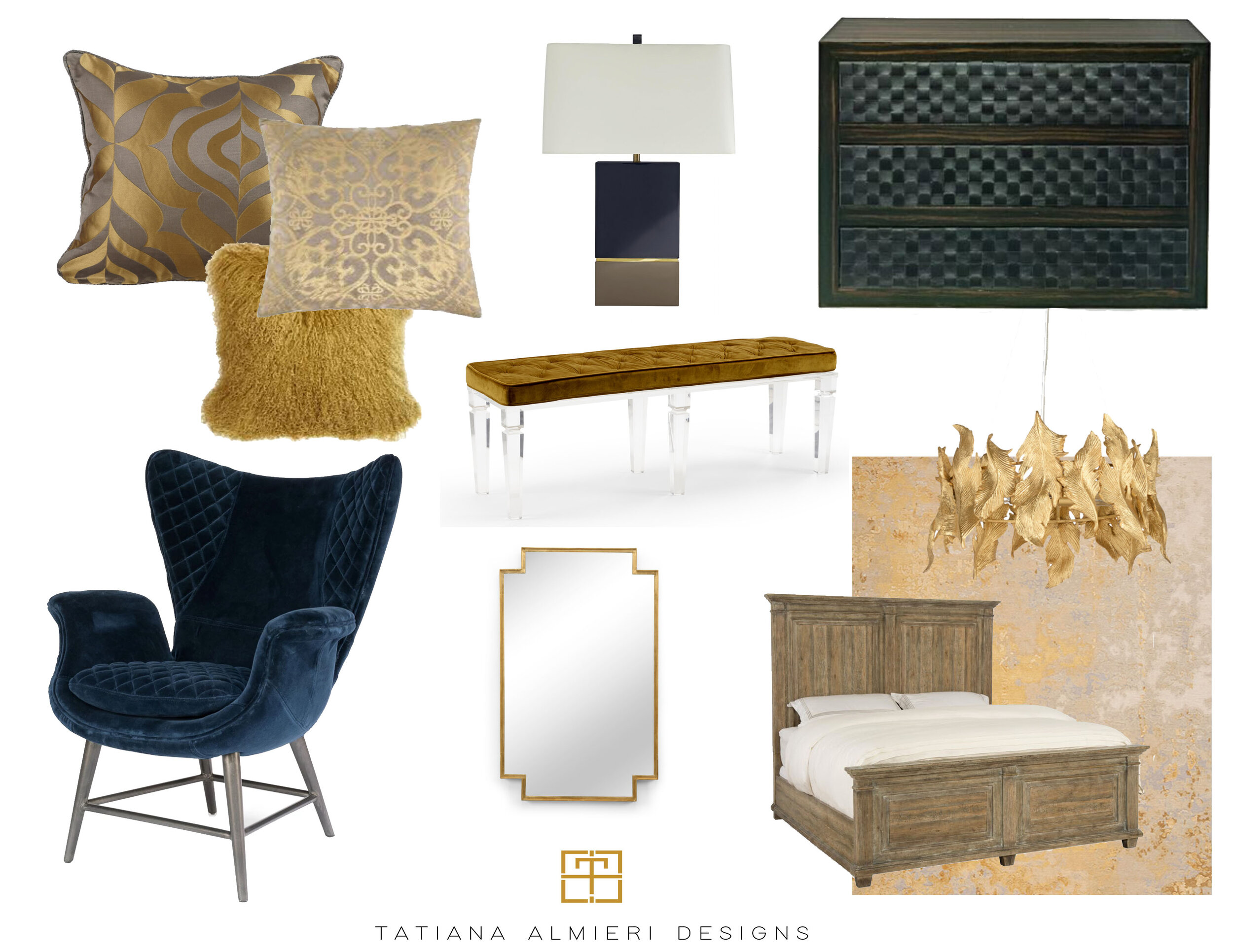 Black and gold powder room mood board